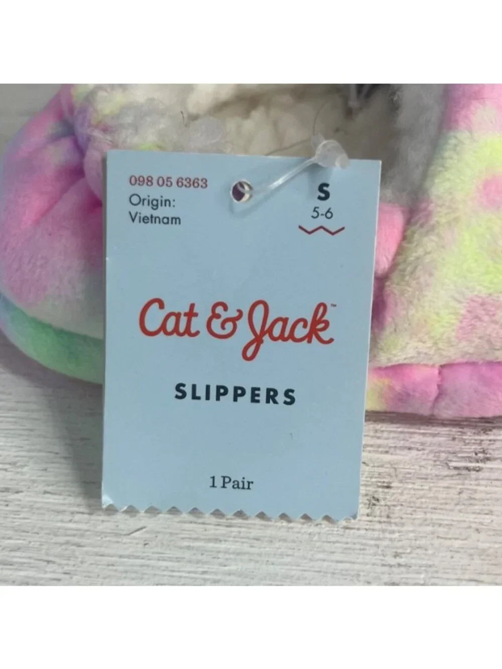 Cat & Jack Unicorn Slippers Plush Kids Size S 5-6 Multicolor New Faux Fur